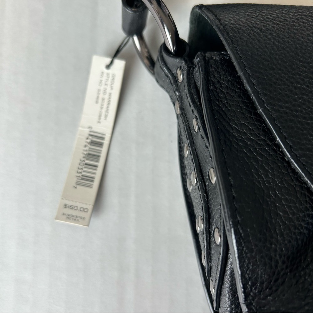 Y2K Via Spiga Shoulder Bag Pebbled Black leather Studded Flap magnetic closure - Picture 9 of 11